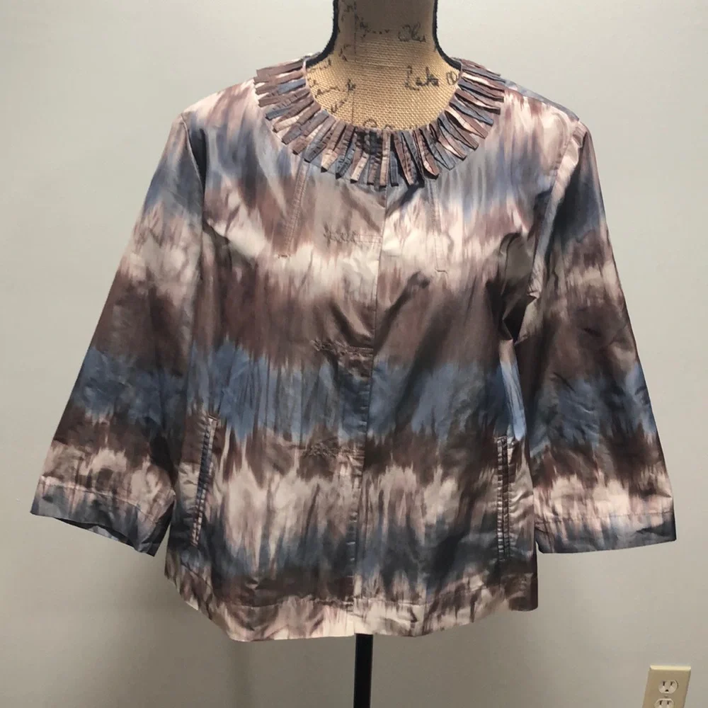 {Chico's} Lightweight Snap Button Front Closure Taffeta Jacket